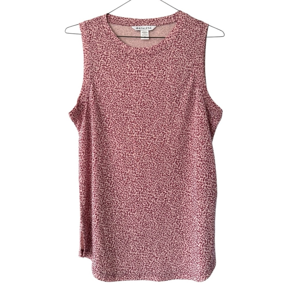 Athleta Micro Cheetah Breezy Tank Top Rose Mauve Print Sleeveless Size Small